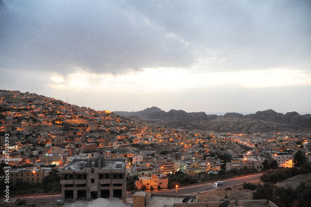 panoramic view of wadi musa town, near Petra archaeological site in jordan