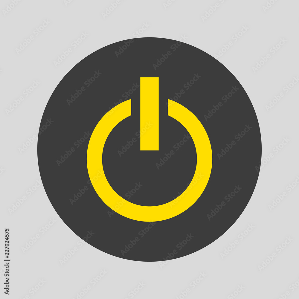 Power button icon on grey background. Power button icon on grey background.