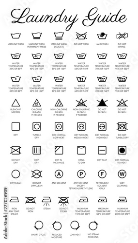 Laundry Guide vector icons, symbols collection