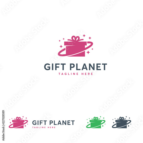 Gift Planet logo designs concept vector  Gift Store logo designs symbol