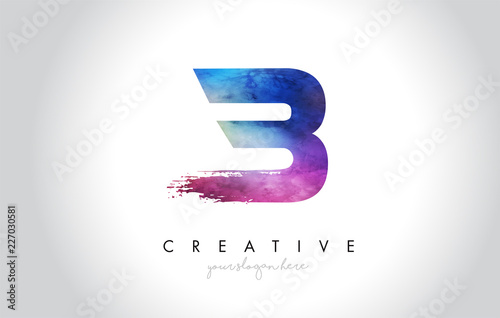 B Paintbrush Letter Design with Watercolor Brush Stroke and Modern Vibrant Colors
