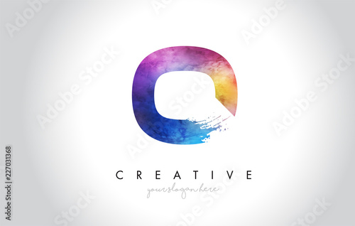 O Paintbrush Letter Design with Watercolor Brush Stroke and Modern Vibrant Colors