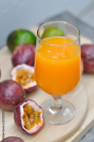 orange juice or passion fruit juice