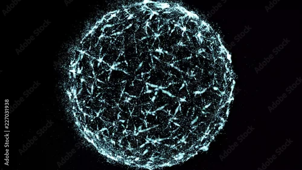 Animation with moving round shape. Sphere made of particles spinning. Science concept backdrop. Animation with moving round shape. Sphere made of particles spinning. Science concept backdrop.