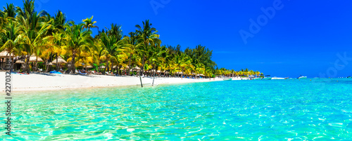 Fototapeta Naklejka Na Ścianę i Meble -  Tropical paradise- perfect beautiful white beaches of Mauritius island