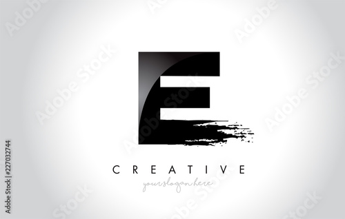 E Letter Design with Brush Stroke and Modern 3D Look.