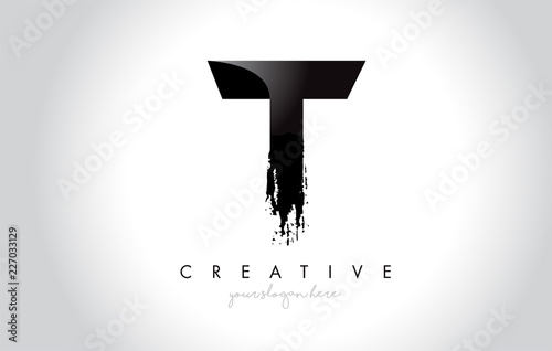 T Letter Design with Brush Stroke and Modern 3D Look.