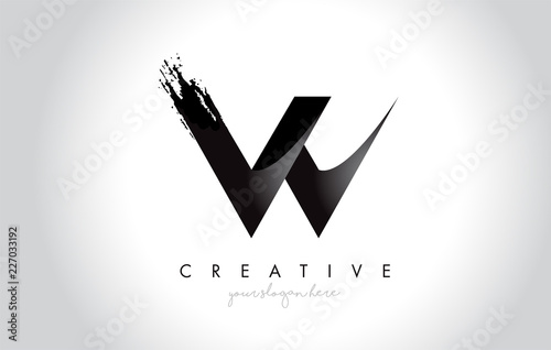 W Letter Design with Brush Stroke and Modern 3D Look.
