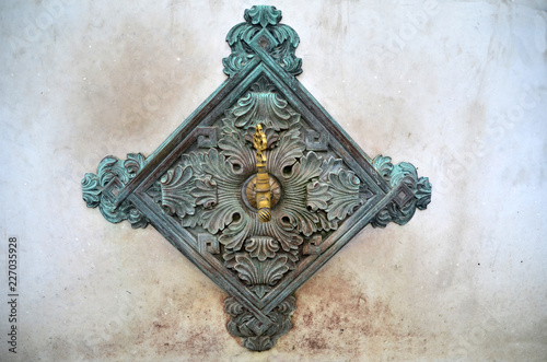 The brass fountain spouts over basins on the side of German Fountain is Istanbul, Turkey. German Fountain is rised to commemorate the second anniversary of German Emperor Wilhelm II. photo