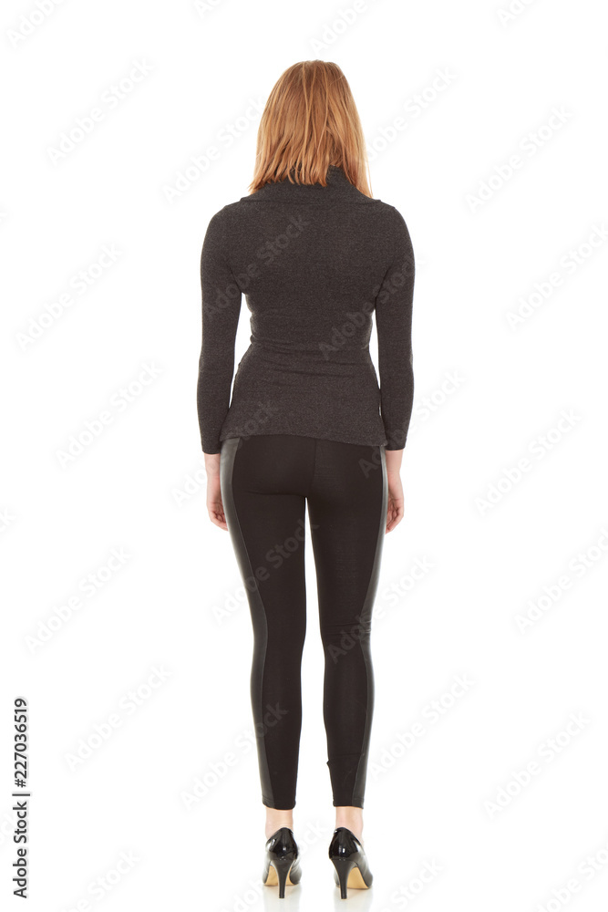 studio shot of woman back view with casual clothes studio shot of woman back view with casual clothes