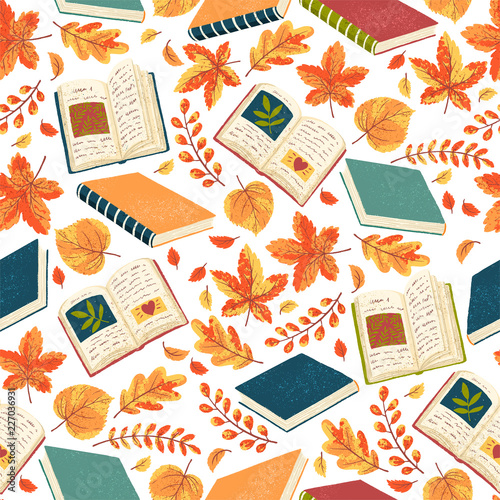 Books and Leaves pattern