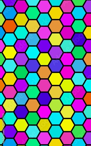 Honeycomb many color, multicolored. Isometric geometry. 3D illustration