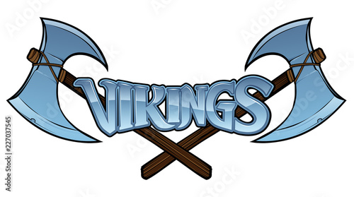 Vikings crossed pair of axes graphic illustration 