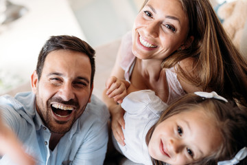 Happy family having fun time at home