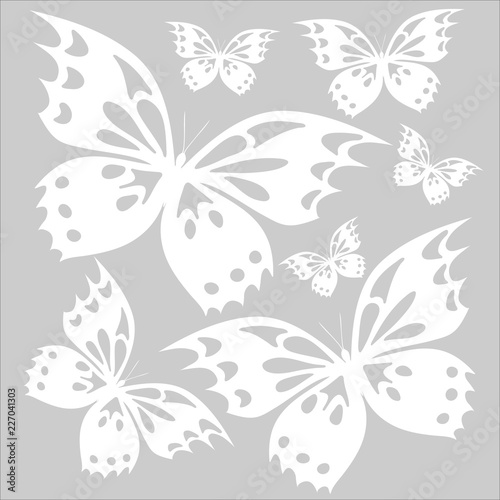 Butterflies white on the light gray background T-shirt print