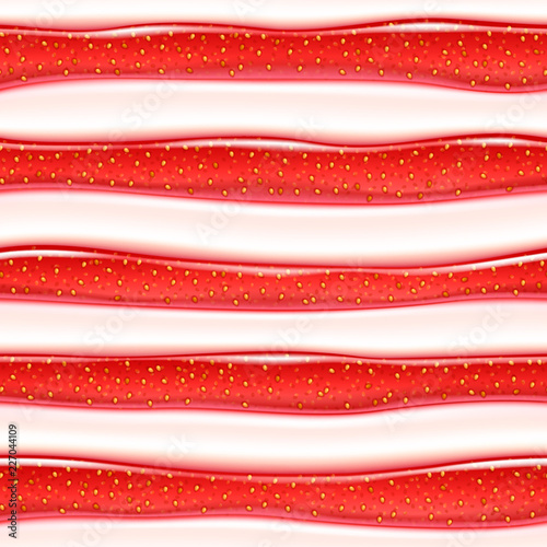 Strawberry jam and yogurt stripes seamless pattern.