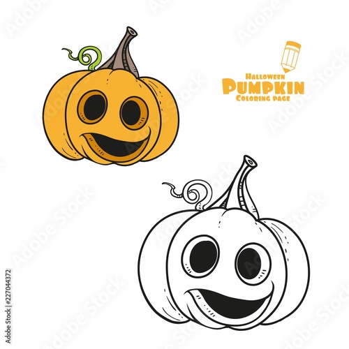Cute lantern from pumpkin color and outlined for coloring page