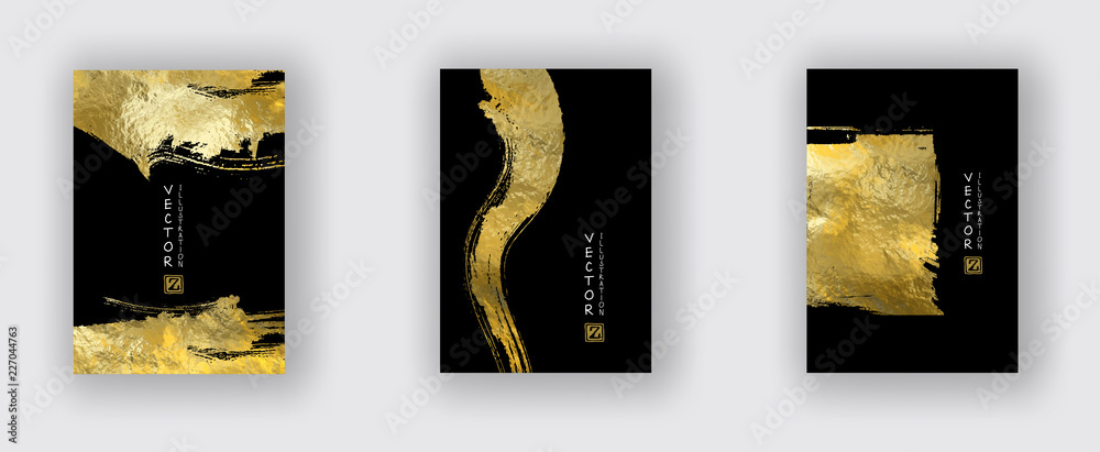 Vector Black and Gold Design Templates set - obrazy, fototapety, plakaty 