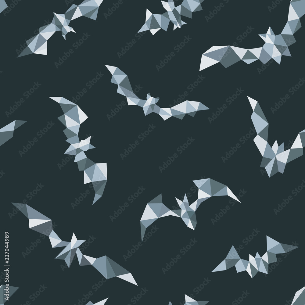 Polygonal bat seamless pattern. Geometric bat print. Vector wallpaper.  vector de Stock | Adobe Stock