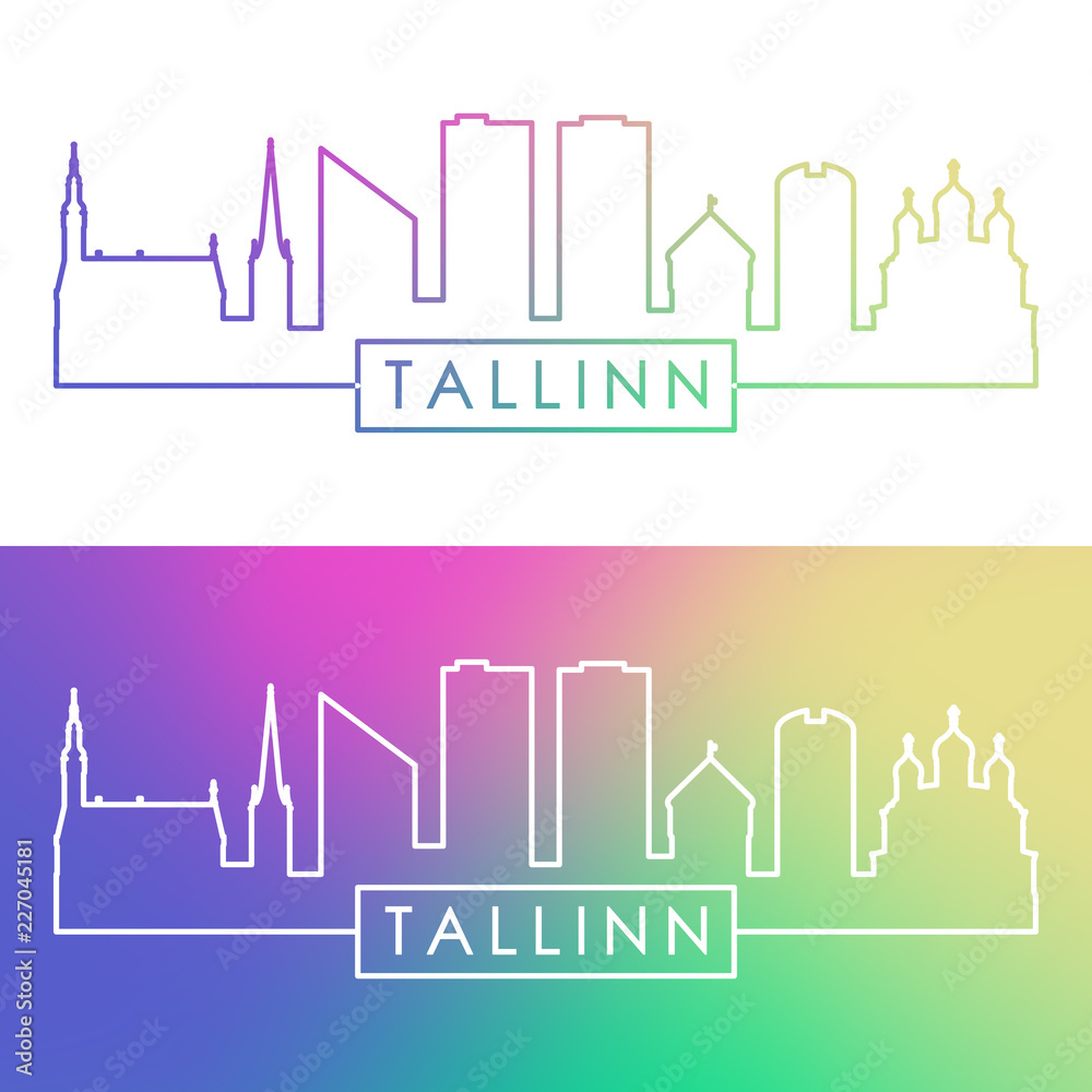 Tallinn skyline. Colorful linear style. Editable vector file.