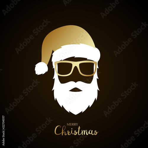 Greeting banner with Santa Claus and inscription Merry Christmas. Vector illustration.