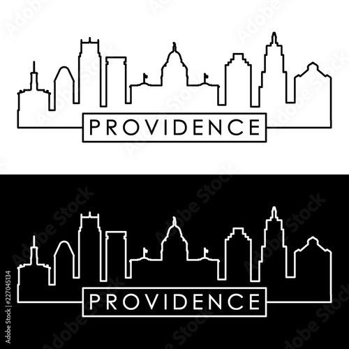 Providence skyline. Linear style. Editable vector file.