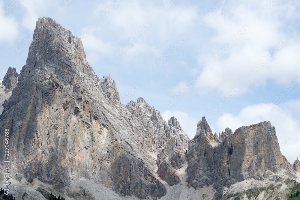 Detail of the majestic peaks of the high mountains in the italian Alps range, in particoular in the Dolomites.