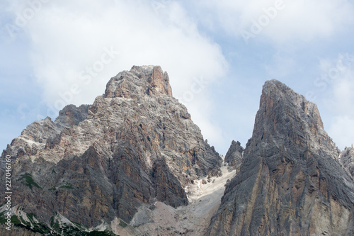 Detail of the majestic peaks of the high mountains in the italian Alps range, in particoular in the Dolomites. © eugpng