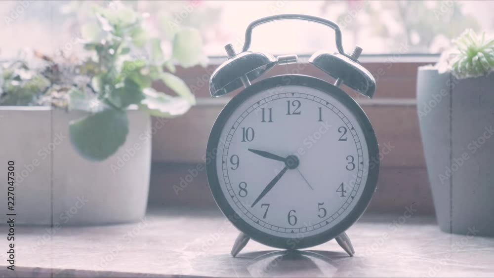 Old Clock going Reversed Time Back with Old Film Effect