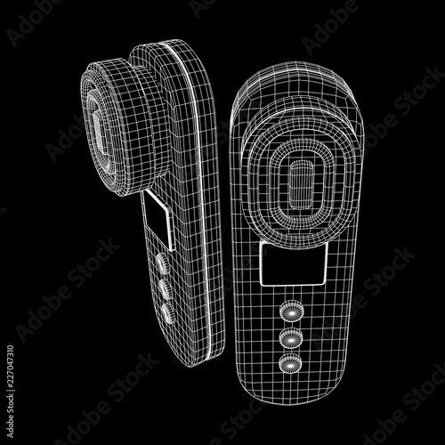 Electric lifting anti aging facial skin massage machine. Massager device wireframe low poly mesh vector illustration