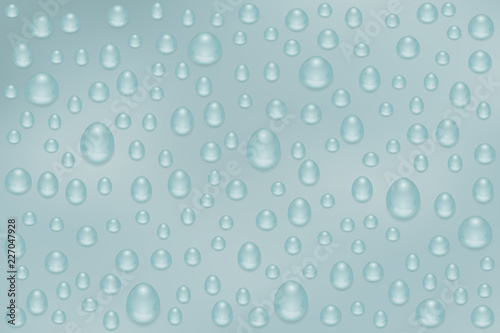 Rain water drops on gray background. Nasty weather