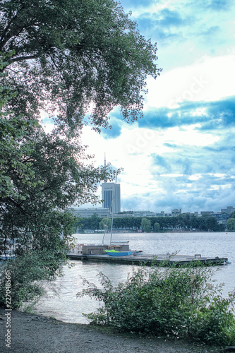 Hamburg alster skyline view panorama bush romativ travel photo