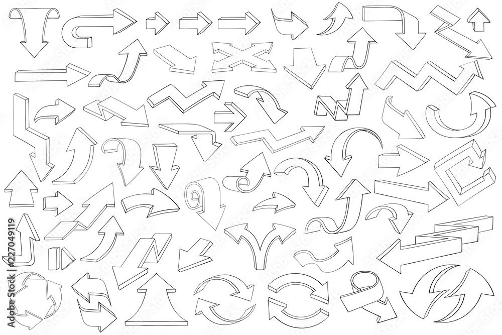 Arrows. Large collection of outline icons