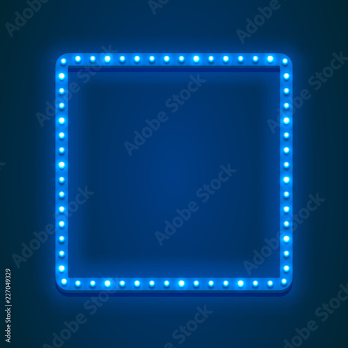 Neon frame sign in the shape of a square. template design element, Vector illustration