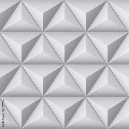 Fototapeta Naklejka Na Ścianę i Meble -  3d geometric pattern with pyramids. Abstract gray seamless background