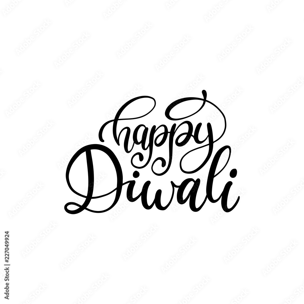 Stockvector Happy Diwali hand lettering on white background.Vector