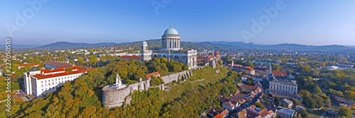 Aerial view of the Esztergom Basilica in Esztergom, Hungary