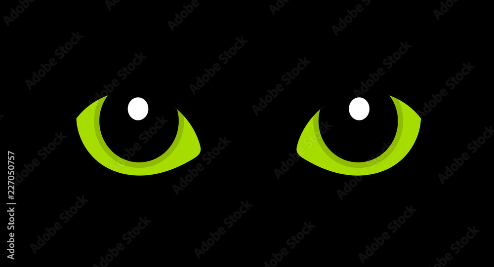 Green cat eyes in the darkness Green cat eyes in the darkness