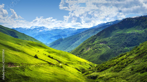 Obraz na płótnie Mountain landscape of Svaneti mountains ranges w salonie