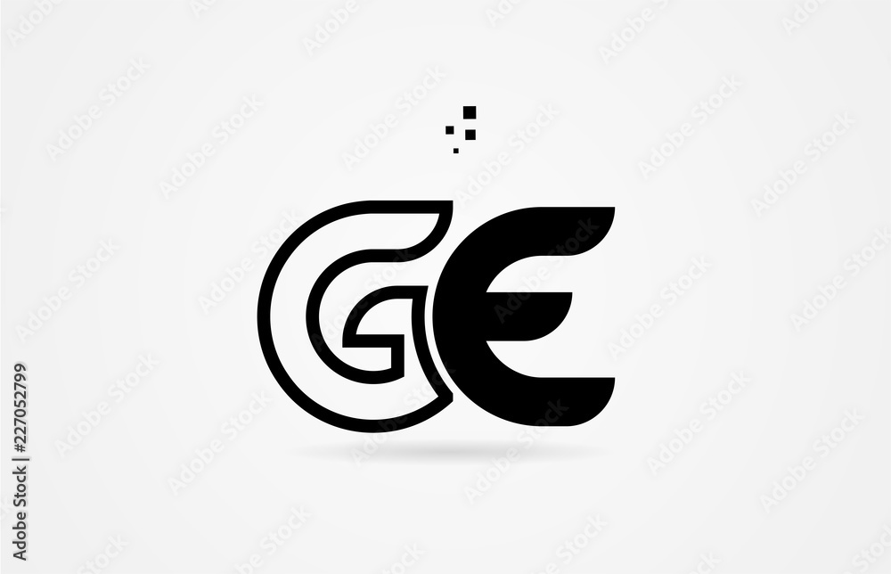 black and white alphabet letter ge g e logo icon design Stock Vector ...