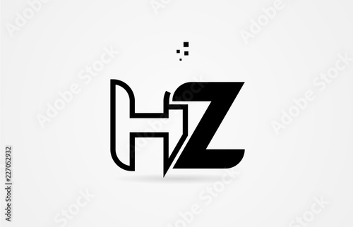 black and white alphabet letter hz h z logo icon design