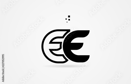 black and white alphabet letter ee e e logo icon design
