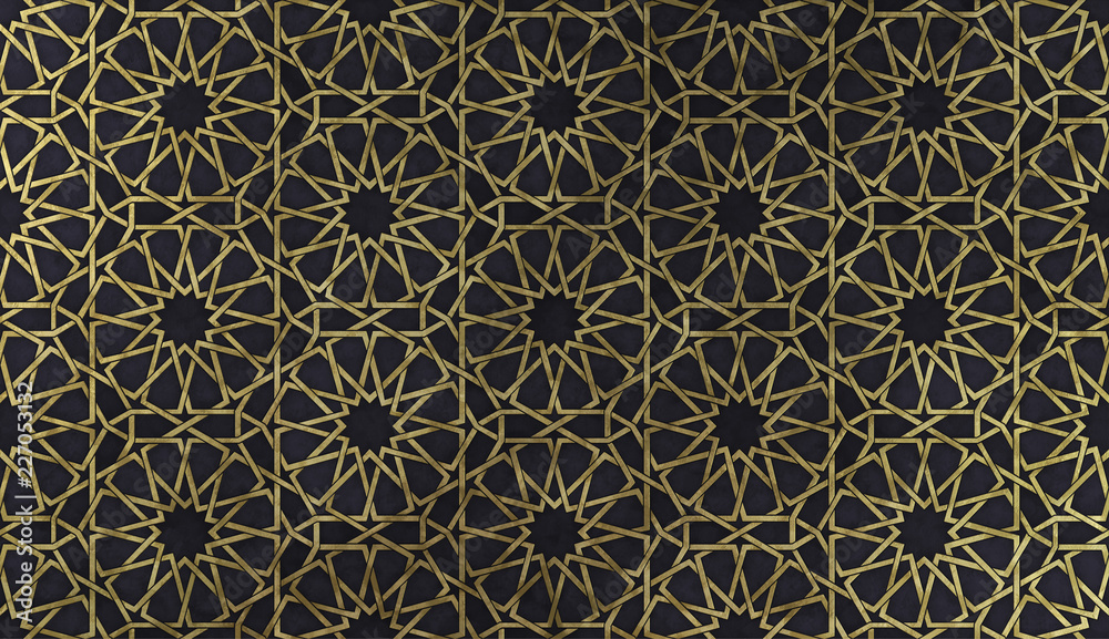 Islamic decorative pattern with golden artistic texture.