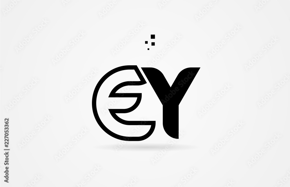 black and white alphabet letter ey e y logo icon design Stock