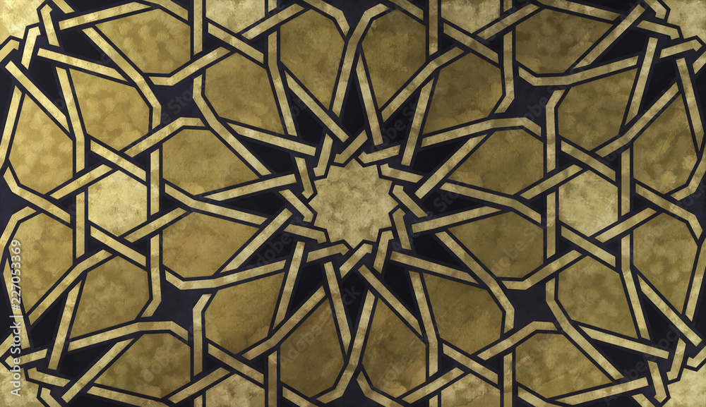 Islamic decorative pattern with golden artistic texture. Islamic decorative pattern with golden artistic texture.