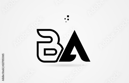 black and white alphabet letter ba b a logo icon design photo