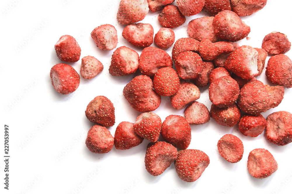 Dried strawberries isolated on white