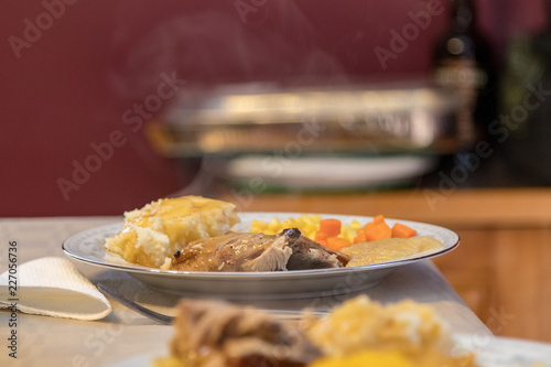 steaming plate of food