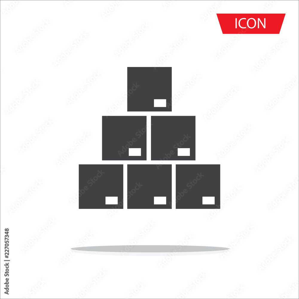 Box stack. Pile of cardboard boxes. Thin line simple icon vector icon isolated on white background.