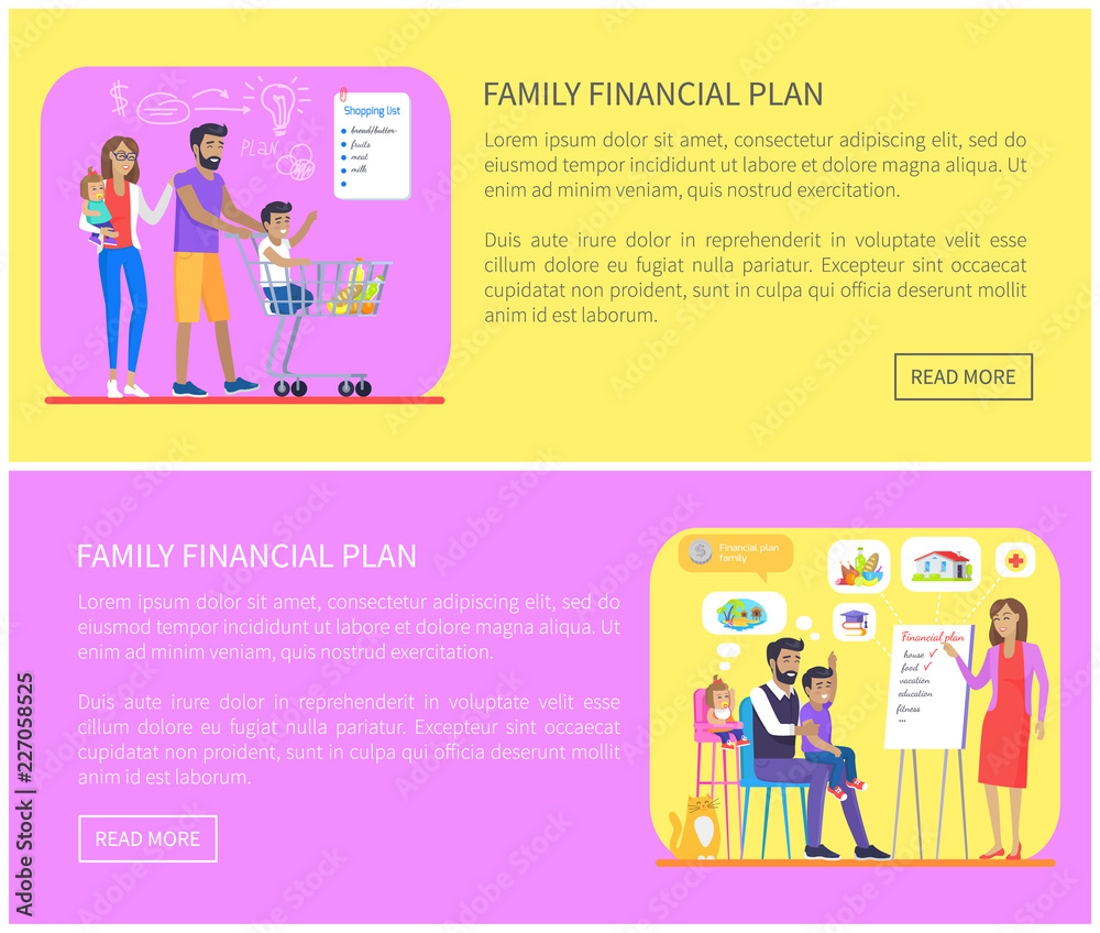 Family Financial Plan Web Vector Illustration